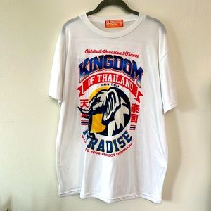 OLDSKULL white graphic tee elephant Thailand XL